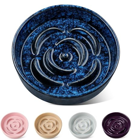 Hundenapf aus Keramik, vancasso Antischlingnapf Hunde für mittelgroße und große Hunde, Blau (15,9 cm)