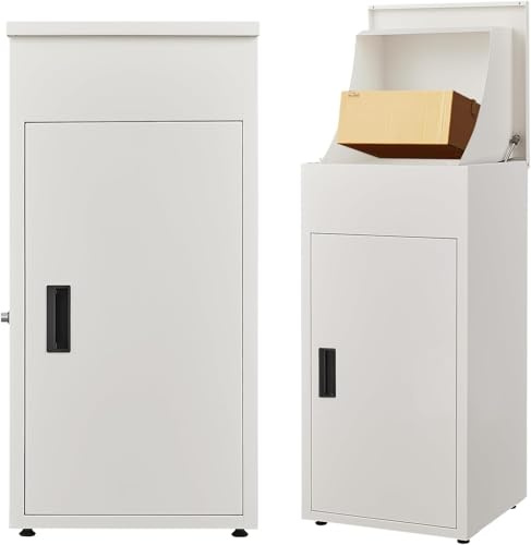 Karbeen Package Delivery Boxes for Outside, Metal Parcel Drop Box, Large Package Drop Boxes, Anti-Theft Parcel Mailbox with Coded Lock, Waterproof Parcel Storage Box for House