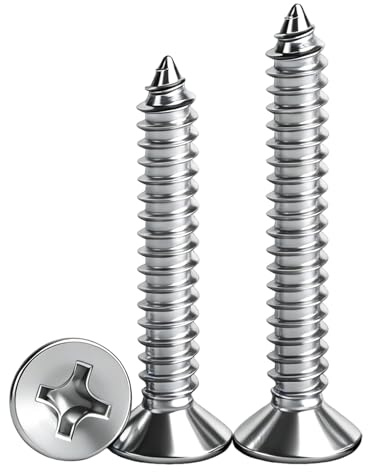 QANCEN 50 Viti Autofilettanti per Legno Svasata Croce M4x10mm,Acciaio inossidabile Viti per Piastre Metalliche per Plastica,Legno,Metalli