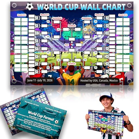 TOKLYUIE World Cup Schedule Poster 2026 Double-Sided Tear-Resistant Printing Team Info Chart Soccer Tournament Wall Chart Gift for Fans