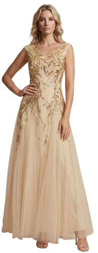 Ever-Pretty Ballkleider Damen Lang Pailletten Ärmelloses Abendkleid mit V-Ausschnitt für Kleid Silvester EE02559