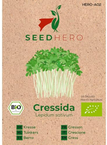 Seedhero BIO Kresse Garden Kräutersamen – 5er Pack – je Tüte ca. 1000 Pflanzen (gesamt ca. 5000) – Saatgut für Garten, Balkon & Hochbeet