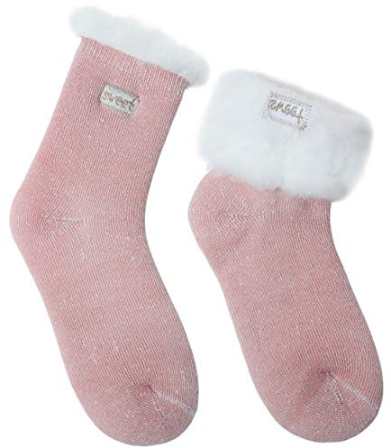 JARSEEN 2 Paia Calze di Lana Invernali Termiche Calzini Ricamo Carino Caldo Spessi Morbido Calzettoni Donna (2 Rosa, EU 36-42)