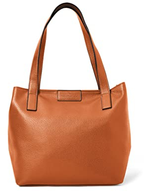 TOM TAILOR Miri zip Damen Shopper Umhängetasche Reißverschluss Groß Cognac Braun