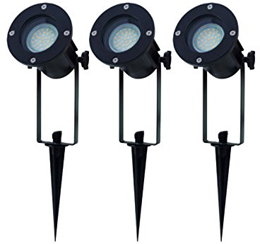NCC-Licht Ritos LED's Garden 3 x LED Gartenspot mit Erdspieß 3 x 3W schwarz warmweiß 3000K