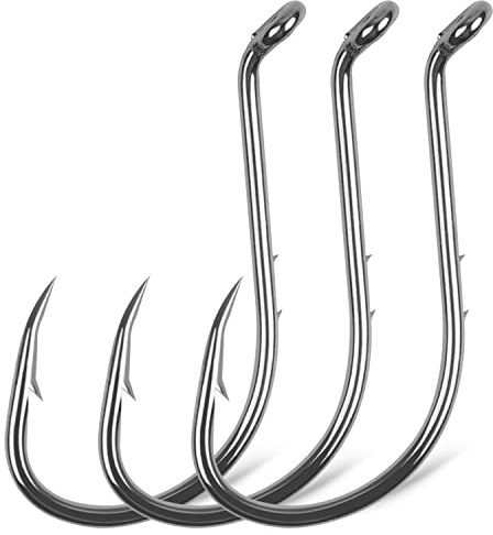 FUSIGO Octopus Angelhaken, 110 Stück, Köderhalter-Haken, scharfe Jighaken, Karbonstahl, Offset-Rundhaken mit 2 Widerhaken für Salzwasser und Süßwasser Größe #8-6/0 (110 Stück 2/0)
