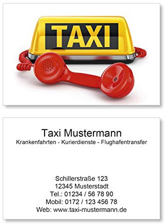 Taxi Visitenkarten - 85x55mm - 350g Bilderdruck matt - Kurier Transport Business (1.000 Stück)