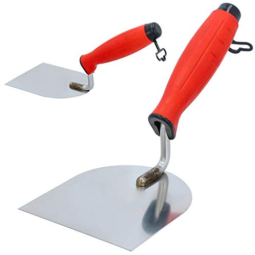 PROFI Edelstahl Maurerkelle mit Ergonomischer Griff 100 mm | Eckige Kelle für Putzmassen Beton Glättkelle Rostfrei Stuckateur Rigips Malerspachtel Werkzeug | Flächenspachtel Stuckateurkelle Putzkelle