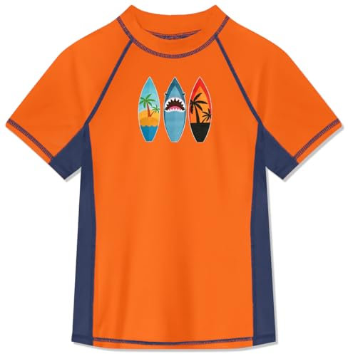 BesserBay Jungen Orange Top Badeshirt UV Shirt mit UV-Shutz Swimsuit Bademode Kurzarm Rashguard 110