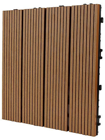 Lot de 11 Caillebotis Exterieur Dalles de Jardin 30×30 cm Composite Bois-plastique Revêtement de Sol Extérieur (11 Tuiles #1)