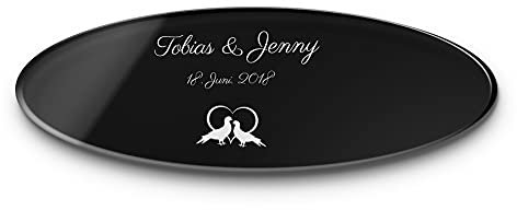 Hochzeitsschild aus Acrylglas rechteckig mit Namen oder Spruch & Turteltauben | Persönliches Geschenk zur Hochzeit | Wetterfest mit vielen Motiven zB für die Hochzeitsbank