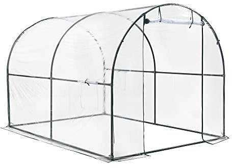 [en.casa] Gewächshaustunnel 'Grünwald' 200x300x190cm Treibhaus für Gemüseanbau PVC Transparent