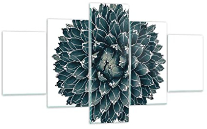 Moderne Impression sur Verre Agave Reine Victoria Image Tableau en Verre Decoration Murale 125x70cm Deco Cadre Salon Chambre Triptyque 5 parties Petit Tableaux Decoratifs Muraux Art GEA125x70-4129