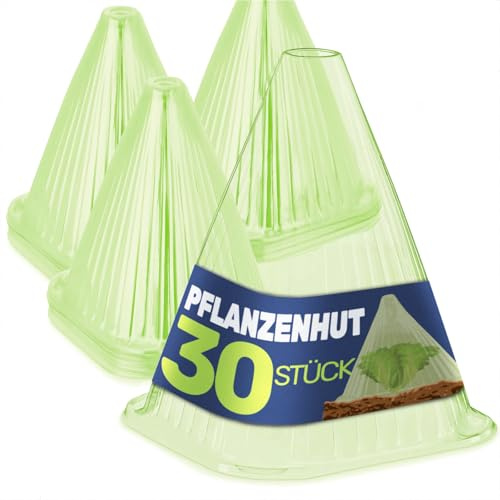 Gravidus Pflanzenhut Schutz vor Schnecken, Wettereinflüssen Pflanzglocke ideal als Pflanzenschutzhaube geeignet - Höhe: ca. 23,5 cm aus Kunststoff in Grün-Transparent (30 Stück)