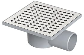 MAXIFLOW LİNE 150x150mm Steel Grate Plastic Body Horizontal Outlet 50mm Square Floor Drain and Garden Drainage Grate