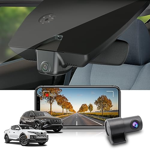 Fitcamx Dashcam Auto Vorne Hinten Geeignet für Hyundai Santa Cruz & Tucson 2022-2026, OEM Dashcam 4K 2160P+1080P UHD Video WiFi, Loop-Aufnahme, G-Sensor, WDR Auto Camera, Plug & Play, 128GB Karte