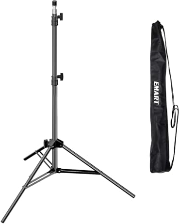 EMART Trépied de Studio Portable 2,1 m avec Vis de 6,35 mm, Trépied à Lampe en Aluminium pour Anneau de Lumière, Flash, Boîte de Lumière Douce, Portrait, Podcast