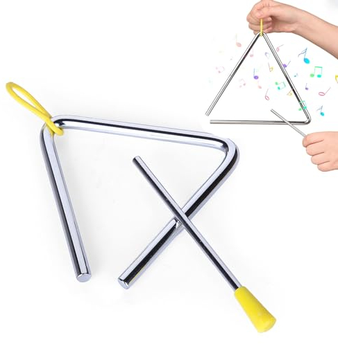Triangel Percussion,Musik Triangel Instrument,Musikalisches Dreieck,Triangel Musikinstrument,Musikalisches Dreiecksinstrument mit Schlägel,Geeignet für frühkindliche Musikerziehung,6 Zoll