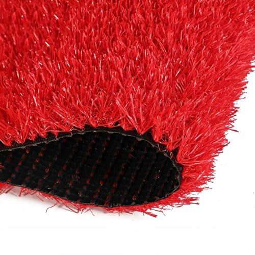 Künstliches Gartengras, leicht zu reinigen, realistisches Kunstgras – kein Grasmähen nötig, für Teppich, Fußmatte, Innen-/Außenlandschaft, Rot (Size : 2x3m)