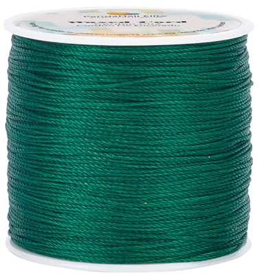 PH PandaHall 100 Meters 0.5mm Waxed Polyester Cord Green Waxed Polyester Cord for Bracelet Necklace Dream Catcher Jewelry Making Macrame Sewing Project