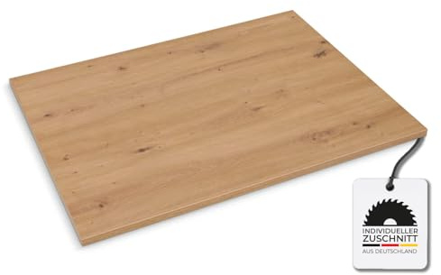 Hausfux Tischplatte nach Maß - 1,9 cm Starke Spanplatte, melaminbeschichtet, mit ABS-Kante - individueller Zuschnitt - Made in Germany (Artisan Eiche, 90 x 60 cm)