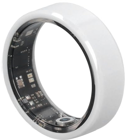 Smart Ring,Bluetooth Ceramic Stainless Steel Sleep Monitoring Health Tracker,IP68 Waterproof Rechargeable Fitness Tracker with APP