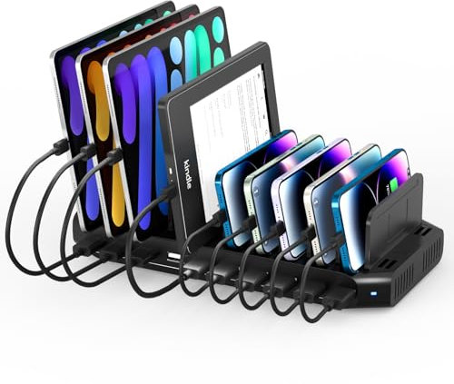 Alxum 60W 10 Ports USB Charging Station for Multiple Devices, Multi USB Charger Station with 5V/2.4A Output for Phone, Tablet and More