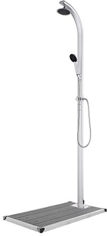 AJJHUUKI Home Articoli,Doccia Giardino con Base Grigia 220 cm Alluminio, Mobili per abiti