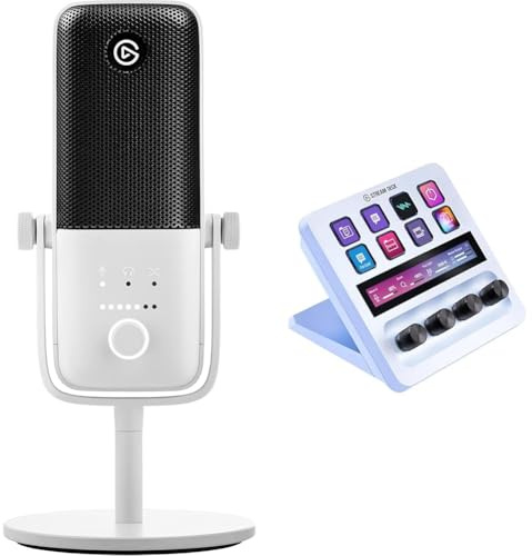 Elgato USB Audio Mix Weiss Bundle - Audio-Mixer, Studio-Controller, USB-Kondensatormikrofon für Podcasting, Streaming, Content Creators, anpassbare Touch-Leiste, Drehregler und LCD-Tasten, PC/Mac