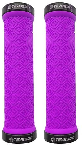 WANGBINGXING Fahrradgriffe Mountainbike-Griffe, doppelte Verriegelung beim Sperren von Fahrradlenksleisten for MTB, Bergab MTB Griffe(Purple)