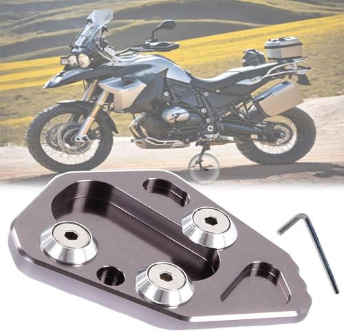 Motorcykelställ fotsidostativ förlängningsdyna aluminiumlegering motorcykelställ fotplatta förstorad förlängare stödplatta kompatibel med BMW R1200S/F800GT/F800R/HP2/F800GS (silver, för F800R)