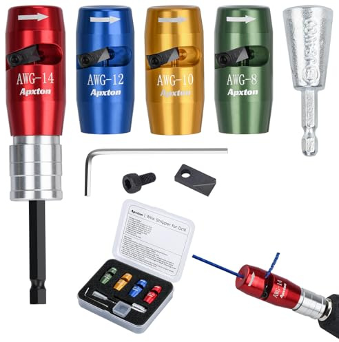 Wire Stripper for Drill, US Standard Electric Wire Stripper Tool for Drill, Wire Strippers for 8/10/12/14 AWG, Wire Stripping and Twisting Tool Set