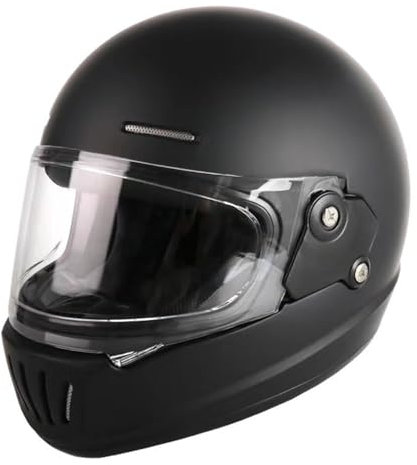 Vintage Motorradhelm Integralhelm Vollhelm ECE/DOT Genehmigt Motocrosshelme mit Sonnenblende Full face Motorrad Helm Scooter Retro Classic Crash Racing Touring Helm für Männer Women 4,L=59~60cm