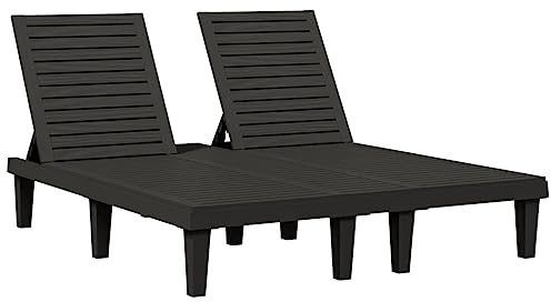 HETFTJN Poolliege Strandstuhl Gartensessel Outdoor Saunaliege - Doppel-Sonnenliege Schwarz 155x138x83 cm Polypropylen für Garten Outdoor Camping Balkon