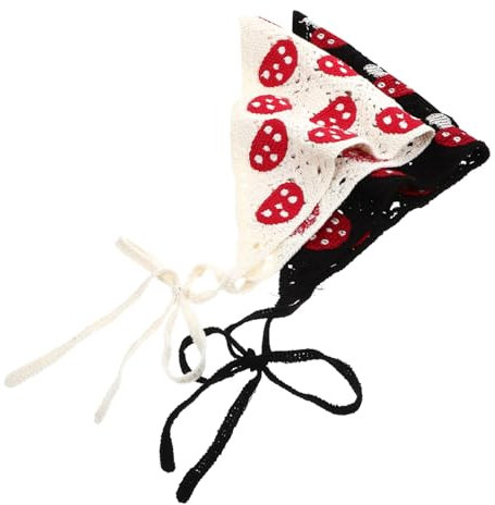 LIFKOME 2stücke Dekoratives Häkel-stirnband Dreieckiges Haartuch Damen-haarbandana Pilzmuster Haarband Angenehm Zu Tragen Alltagstauglich