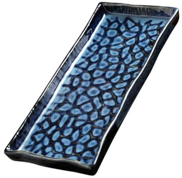 MAGICLULU Embossed Ceramic Sushi Plate Rectangular for Home Dining Pasta Plate Versatile Fish Tray