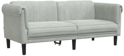 KOIECETA Sofa Polstersofa 2-Sitzer mit Stützbeinen Zweisitzer Loungesofa Designsofa für Wohnzimmer Couch Wohnzimmersofa Hellgrau Samt