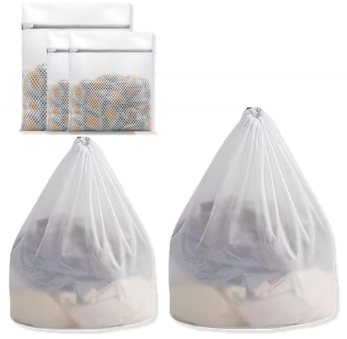 ZEPIQOR 5 Unidades Bolsa de Lavadora Malla, laundry bag, bolsas lavadora, bolsa lavadora, Red Grande para Hogar y Hotel con Cremallera, Lavandería, para Colada Saco para Ropas Delicadas