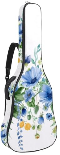 Gitarrentasche in voller Größe, wasserdichte Gitarren-Abdeckung, Tragetasche für akustische klassische E-Gitarren, Aquarell-Blumen-, Vogel- und Schmetterlingsmuster, Mehrfarbig 04, 42.9x16.9x4.7 in,