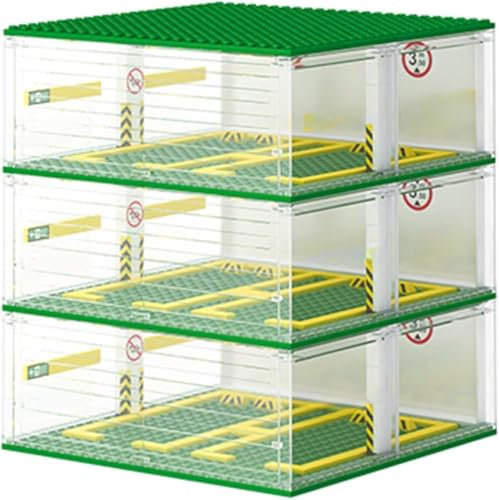 Mapille Garage für Speed Champions Autos, 3-Schicht Bausteine Parkhaus, Vitrine Auto Parkhaus für Sportwagen, Parkgarage Transparente, Bauspielzeugsets, Parkhaus Kompatibel mit Große Marke (Ohne Auto)
