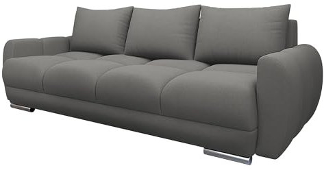 Mirjan24 Sofa Lonkor III, Dreisitzer Polstersofa für Wohnzimmer mit Schlaffunktion und Bettkasten, Dekorative Steppung auf der Sitzfläche, Sofagarnitur, Schlafsofa (Velo 635)