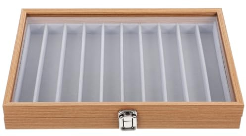 CHILDWEET Schmuckaufbewahrungsbox Mit Klarem Glasdeckel Staubdichter Halsketten-Organizer Für Lange Ketten Armbänder Und Pulloverketten Schmucktablett Mit 10 Fächern 9.5X13.9X2