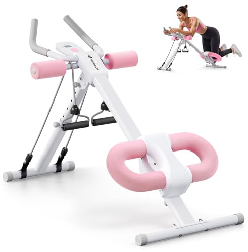 MERACH Ab Machine, Abs Workout Equipment, Adjustable Ab Trainer Machine for Abs Workout at Home Gym, Foldable, Knee Protection(Pink)