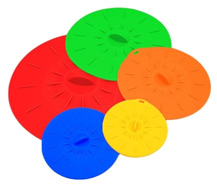 Bolsas de almacenamiento de cocina, tapas de silicona para almacenamiento de alimentos, paquete de 5 unidades, tapas de silicona, antisalpicaduras para microondas, 5 tamaños, reutilizables