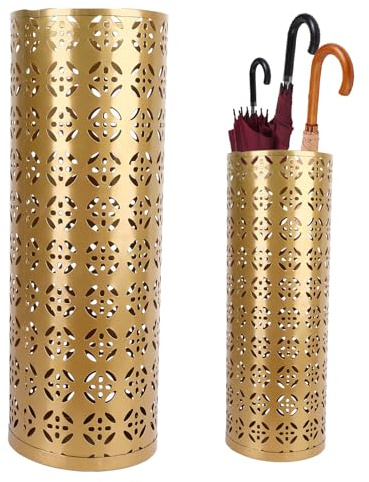 Gsycle Metal Umbrella Stand, Round Umbrella Organizer Free Standing Umbrella Holder Bin Hallway Reception Furniture Walking Stick Holder Porch Decor Rack for Home Office Indoor (Large)