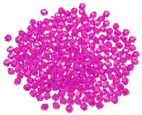 PATIKIL 1000pcs 4mm Bicone Glass Crystal Beads, Faceted Glass Spacer Beads for Jewelry Making Bracelet Necklace Earrings DIY Suncatcher Craft, Rose Red