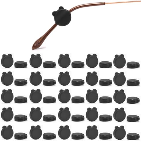JEYORZY 25 paia di Supporti per Occhiali in Silicone Antiscivolo per Occhiali da Vista e da Sole - Cuscinetti per Le Orecchie Ganci - Nero - Classico