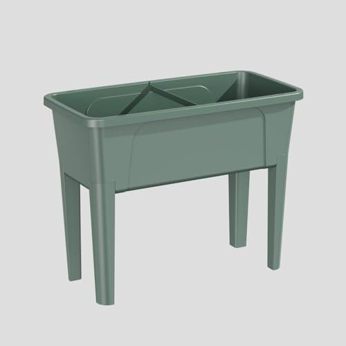 simpa XL Raised Bed Plastic 76cm Trough Planter Long Pot - 76.3cm (L) x 59.8cm (H) x 38.9cm (D) (Green)