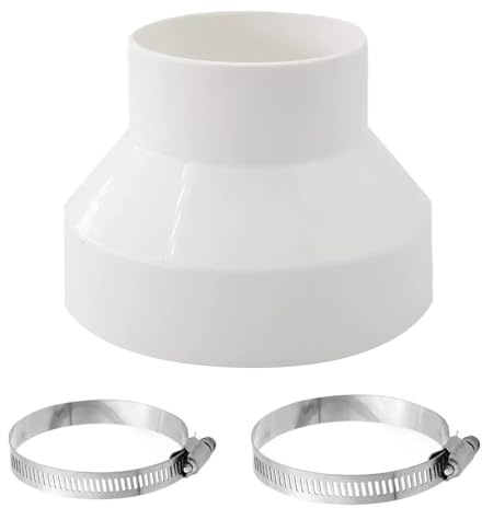 Ducting Reducer 150mm to 100mm, 6 to 4 inch Duct Pipe Reduction Coupler, Round Ducting Reducer mit Stainless Hose Clips(91-114mm,141-165mm) for Extractor Fans, Cooker Hood Tumble Dryer Ventilation