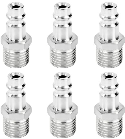 Raccordo Aria Compressa Euro 1/4 BSP Maschio - Attacco Pneumatico con Filettatura Esterna, Innesto Rapido Connettore per Compressore, Tubo Aria e e Utensili (6 Pezzi)